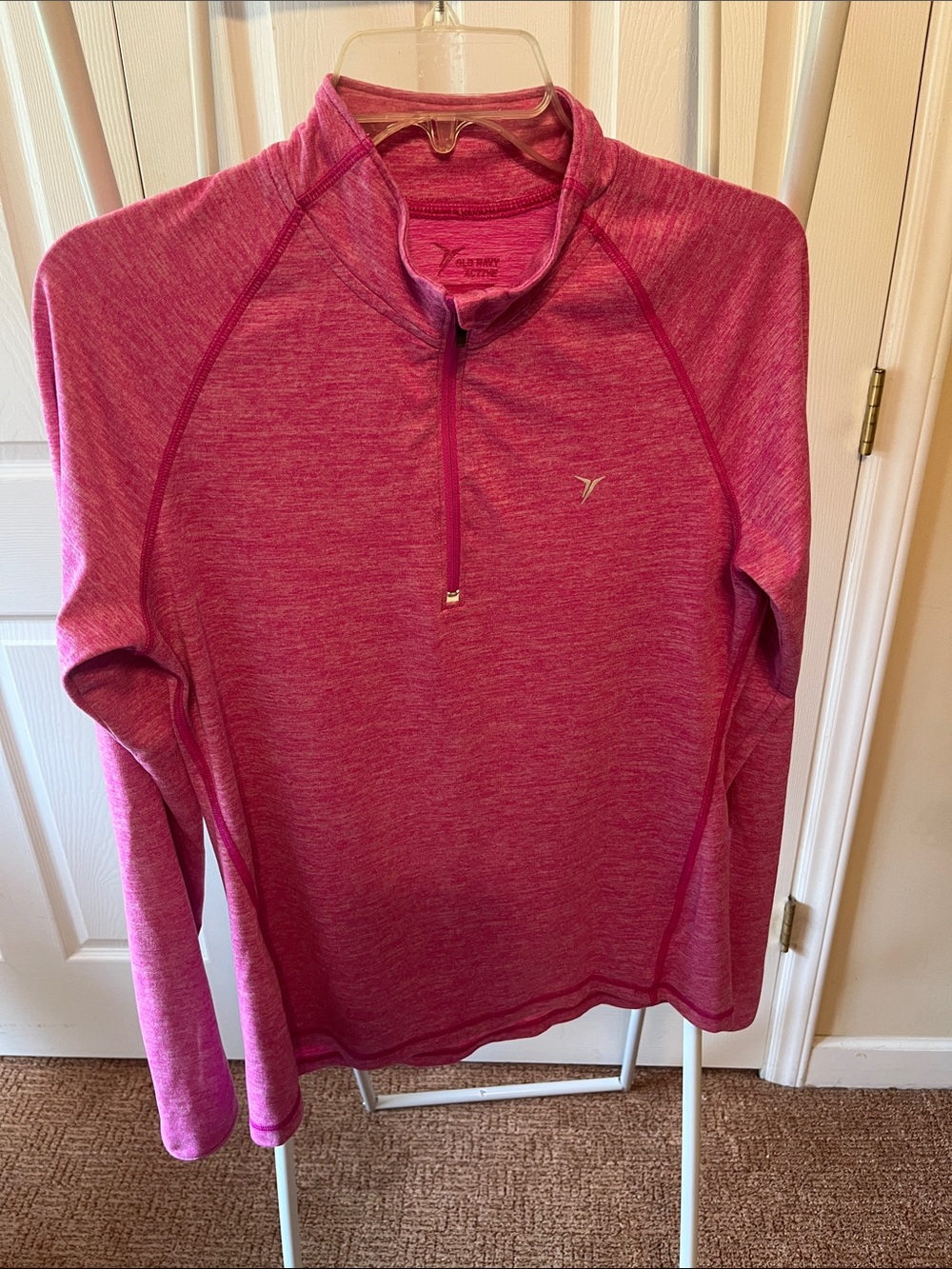 Old Navy Pink Heather Quarter-Zip Active Top PTP 20” L25”